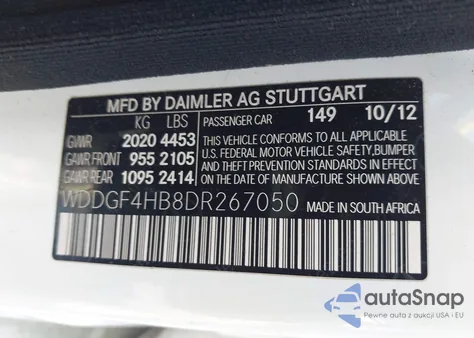 2013 Mercedes-Benz C 250 Luxury/Sport из США, поврежденный, VIN WDDGF4HB8DR267050